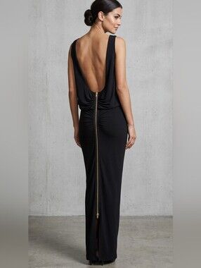 ANGL Vintage Sleeveless Double-Zipped Column-style Maxi Dress